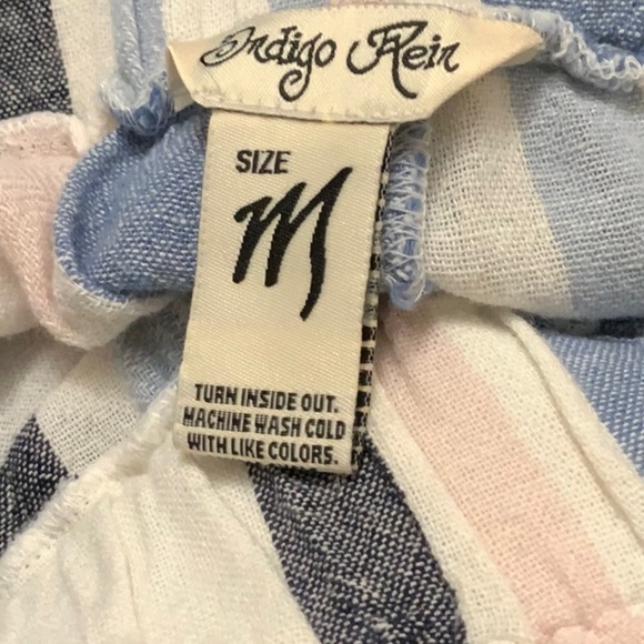 INDIGO Rein linen blend striped pants with bottom split. Size M - Picture 7 of 8